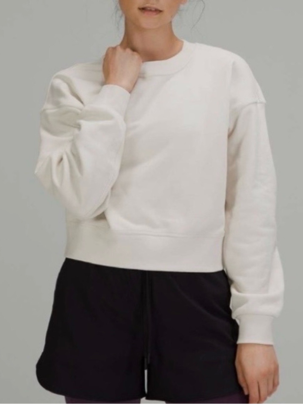 Lululemon Softstreme Perfectly Oversized Cropped Crew White Opal 14